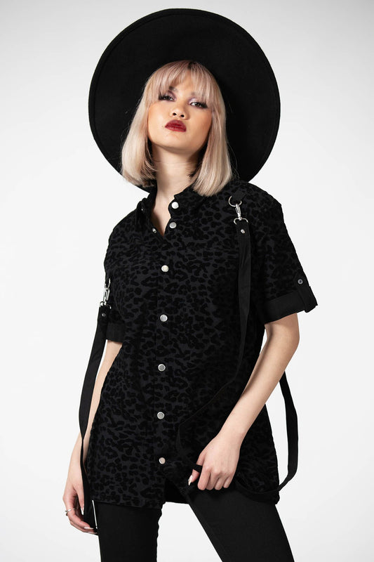 Killstar Mad Paw Leopard Print Shirt