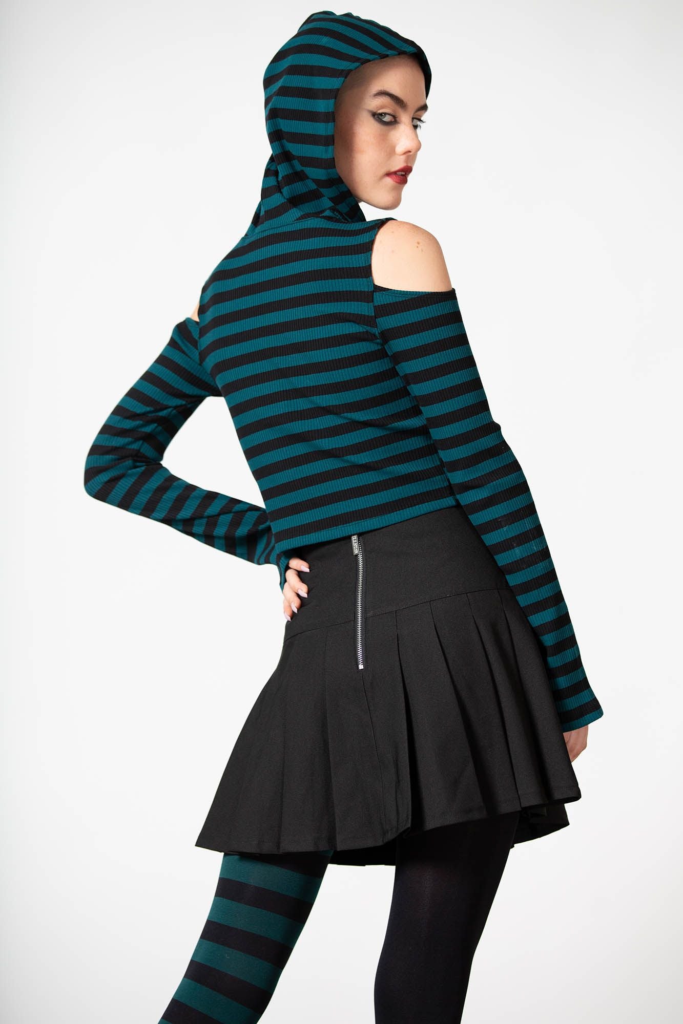 Killstar Zephyr Hooded Top Groen - Zwart