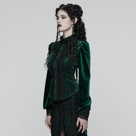 Punk Rave Hold Me Blouse Groen - Zwart