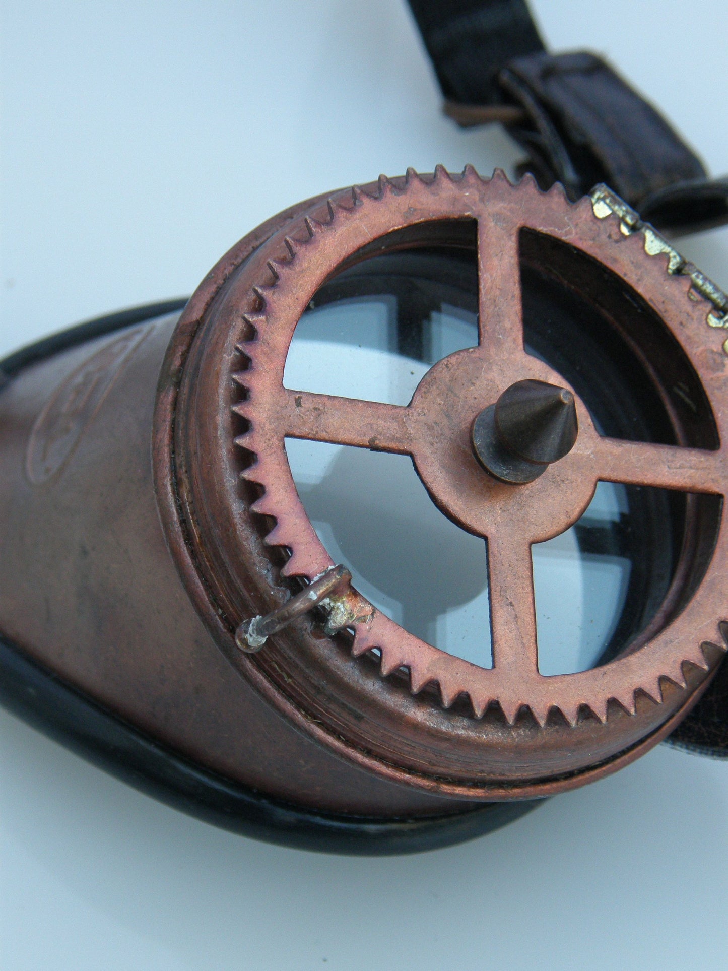 Steampunk Monocle Cog & Spike Blue Lens