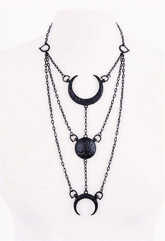 Moon Phases Black Halsketting