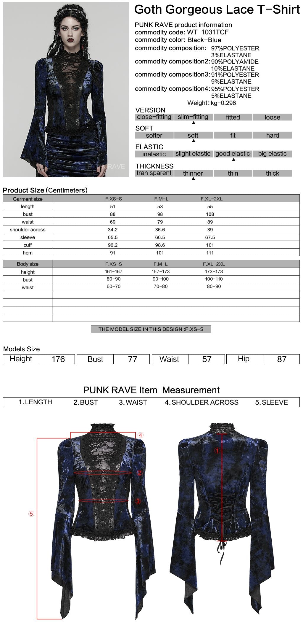 Broken Promise Top Blauw - Zwart
