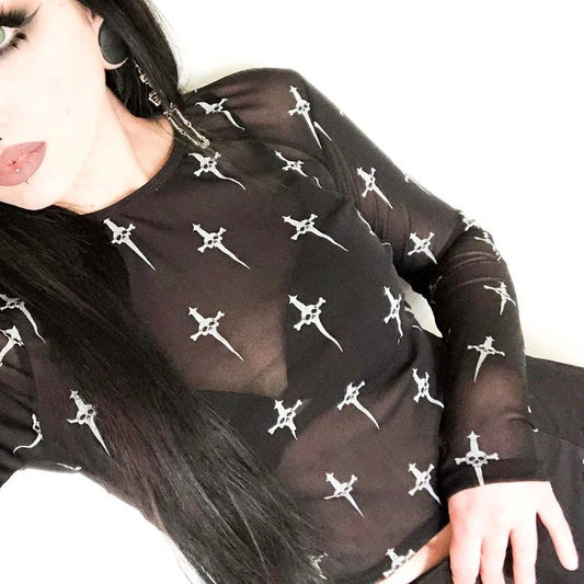 Lip Service Dagger Print Top