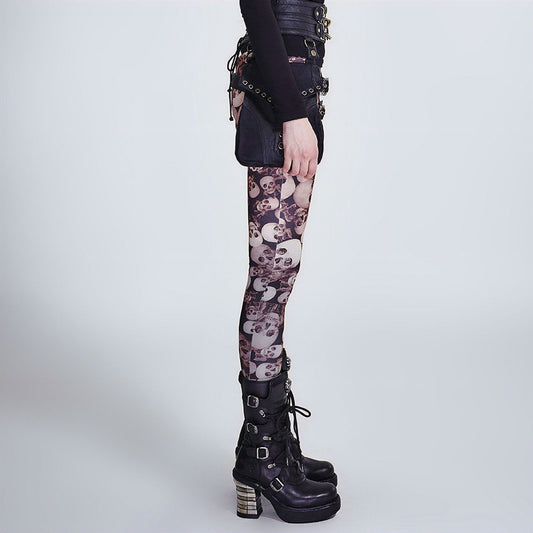 Skulls Legging Bruin - Wit