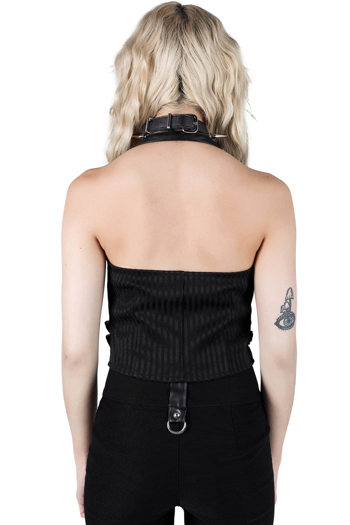 Killstar Ravana Cross Vest Pinstripe