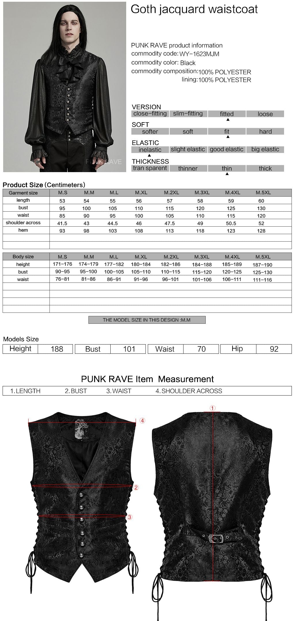 Punk Rave Loud Gilet Zwart