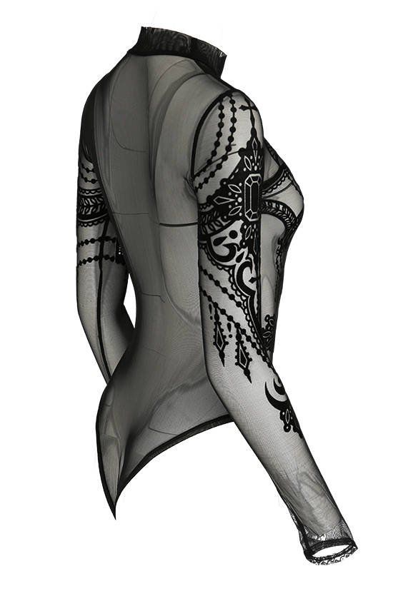 Jewel Bat Mesh Bodysuit