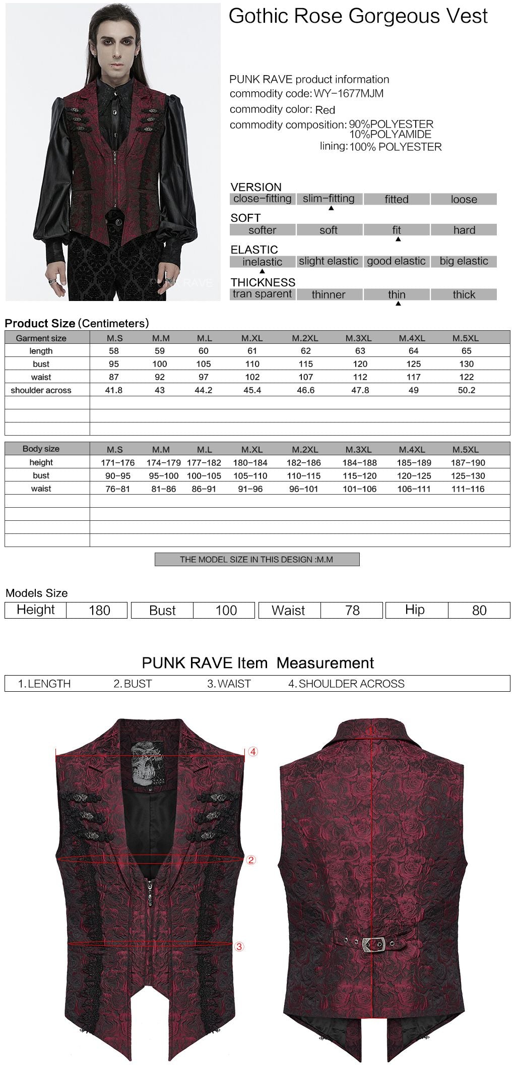 Punk Rave Forsaken Gilet Rood