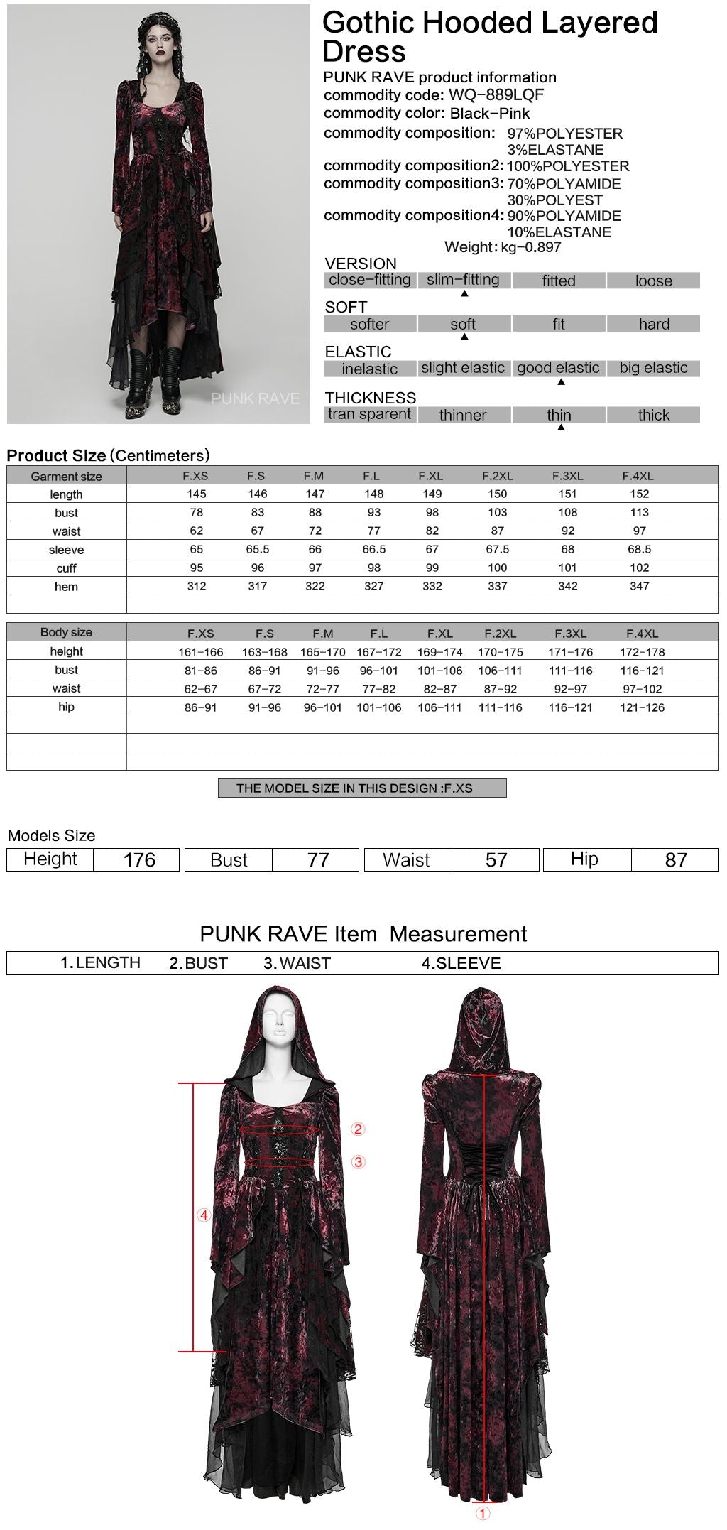 Melancholia Maxi Jurk Rood - Zwart