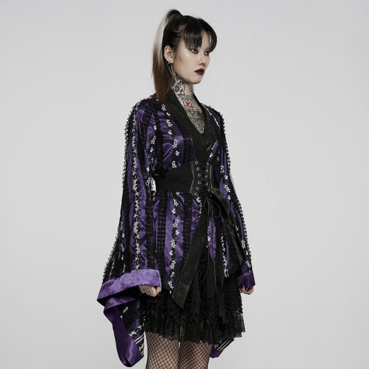 Blossom Kimono Top Paars - Zwart