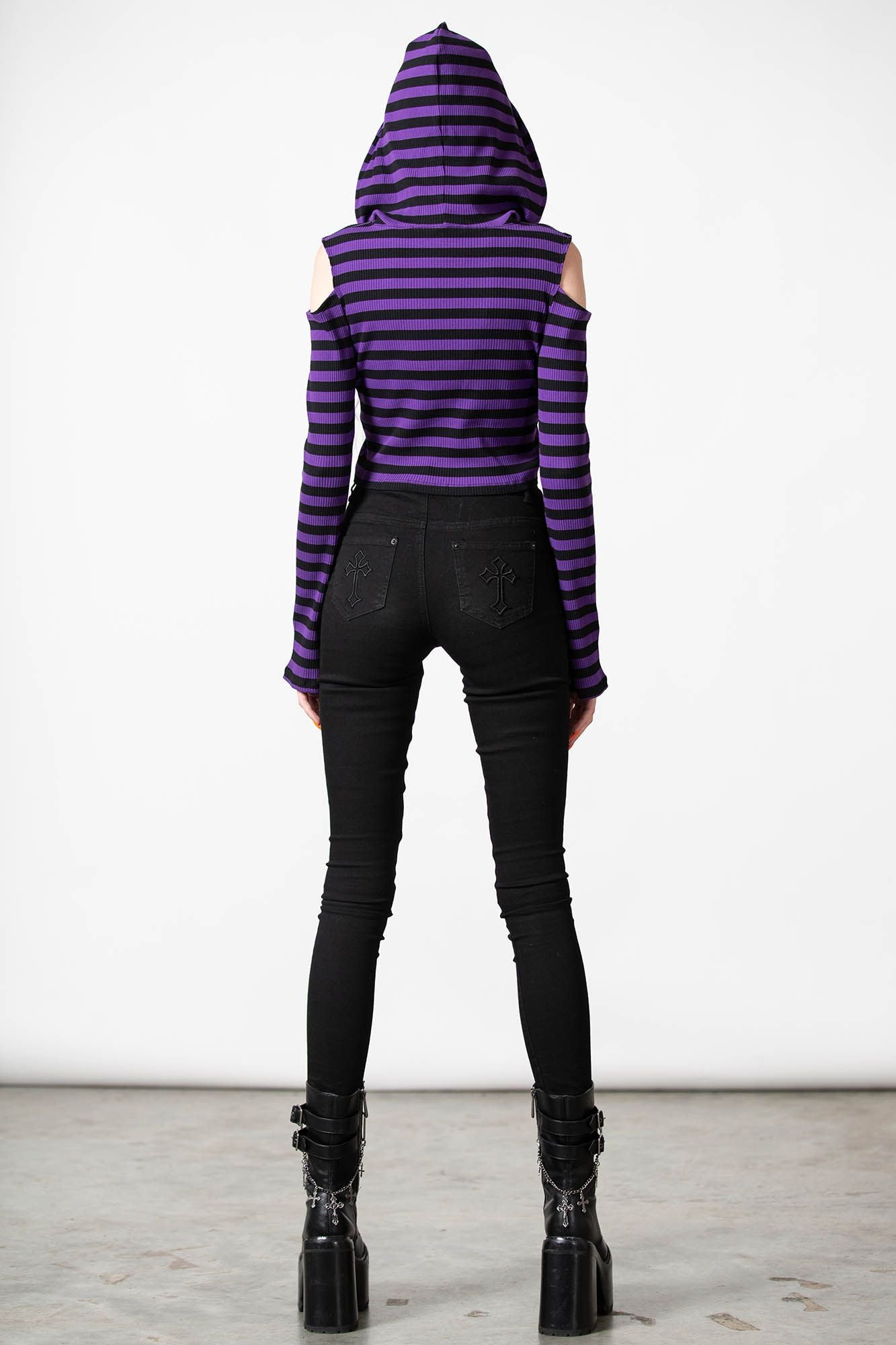 Killstar Zephyr Hooded Top Purple - Black