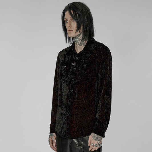 Crushed Shirt Zwart - Rood