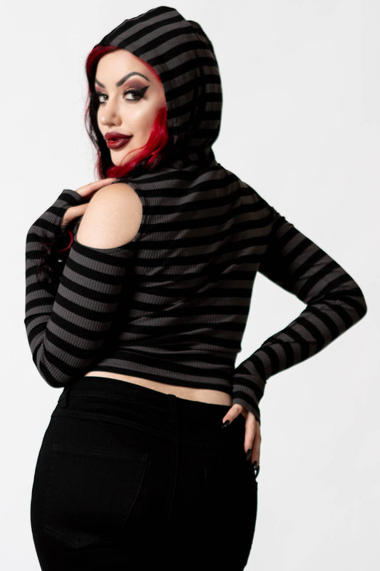 Killstar Cause of Death Knit Top Black - Grey