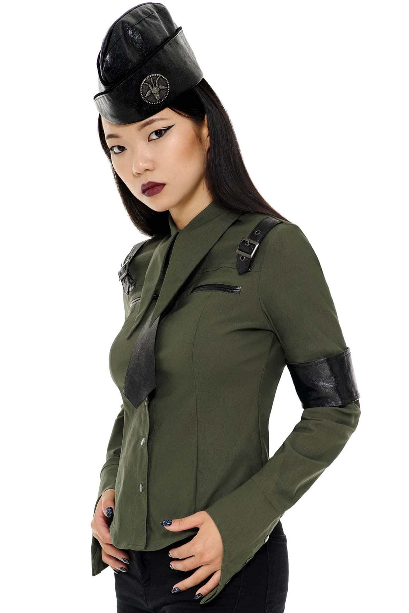 Killstar Secret Mission Button-Up Shirt Khaki