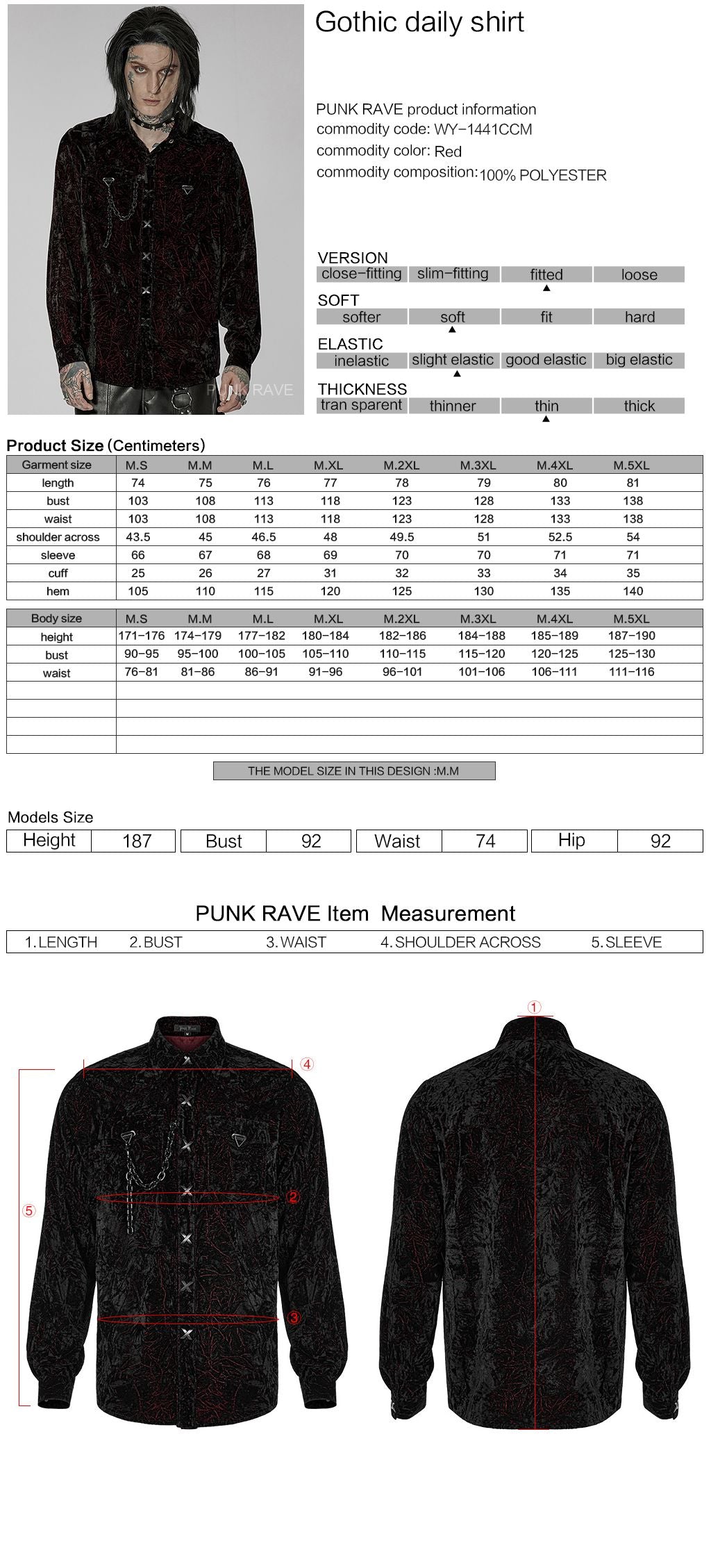 Crushed Shirt Black - Red