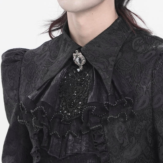 Devil Fashion AS28801 womens black Victorian Romantic Gothic style jabot in a side view.