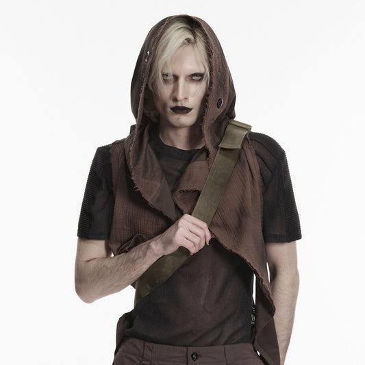 Punk Rave WS-925 khaki brown bag front view highlighting the adjustable shoulder strap alternative detail.