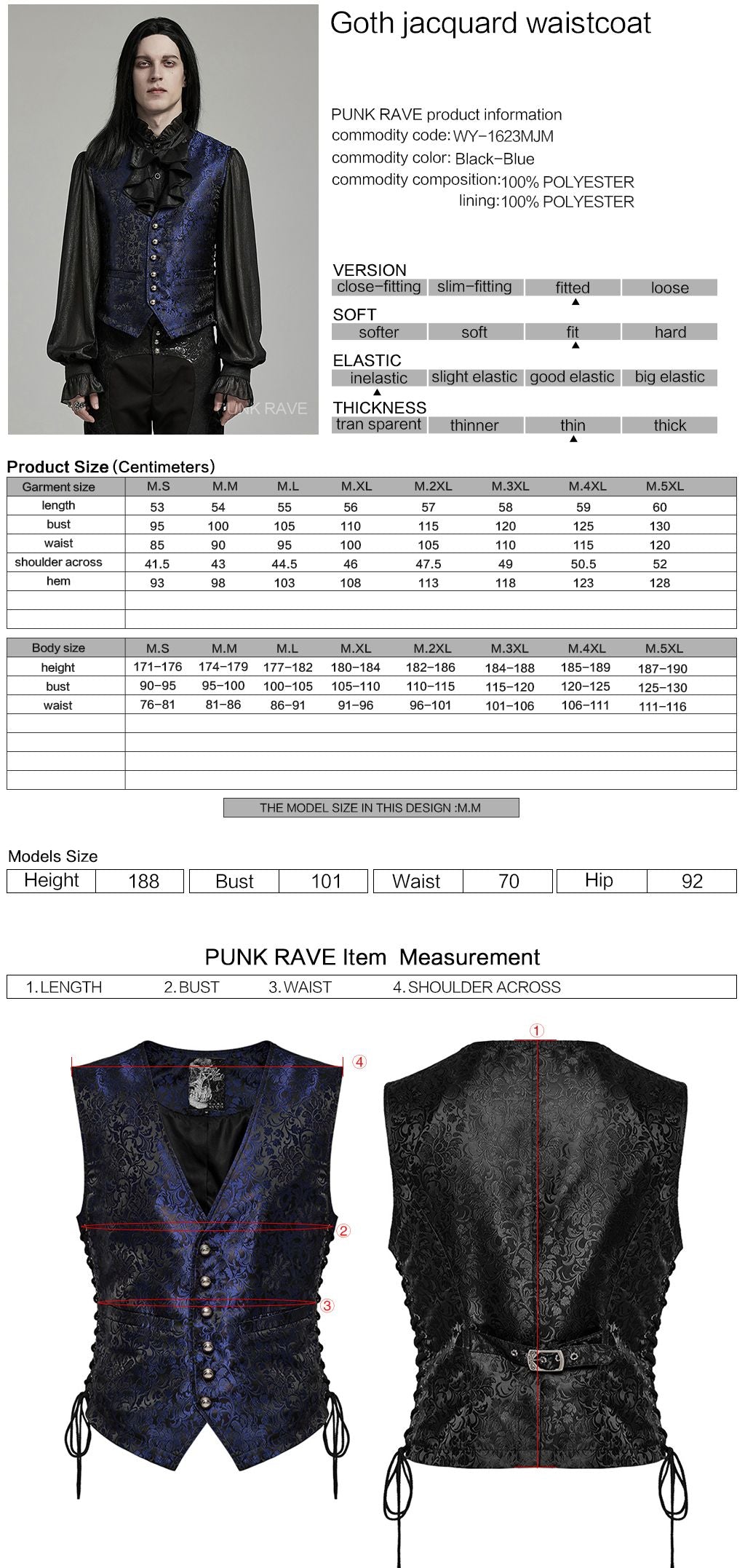 Loud Waistcoat Blue - Black