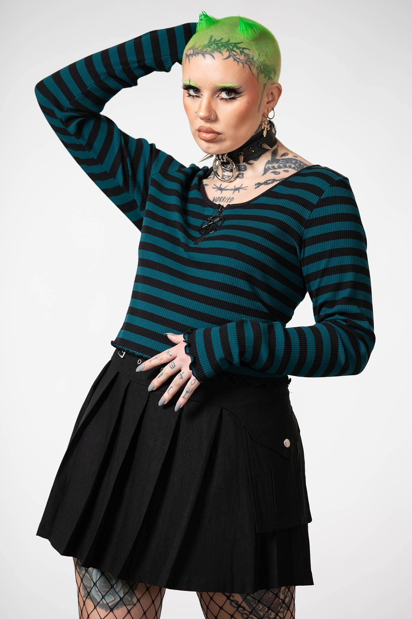 Killstar Chimera Long Sleeve Top Groen - Zwart