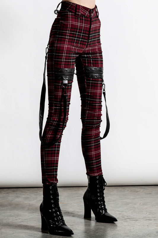 Dead Resistance Skinny Broek Blood Tartan