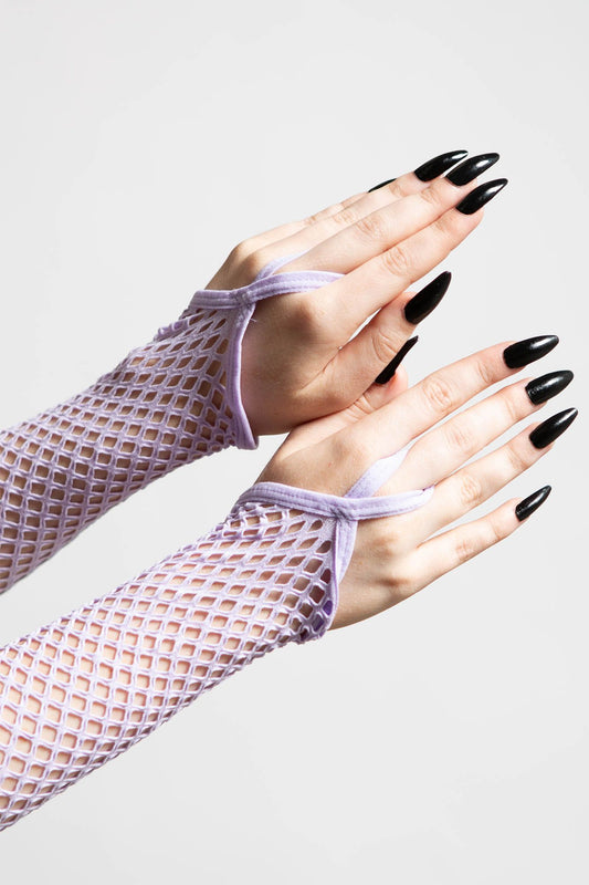 Possess Me Fishnet Handschoenen Lila