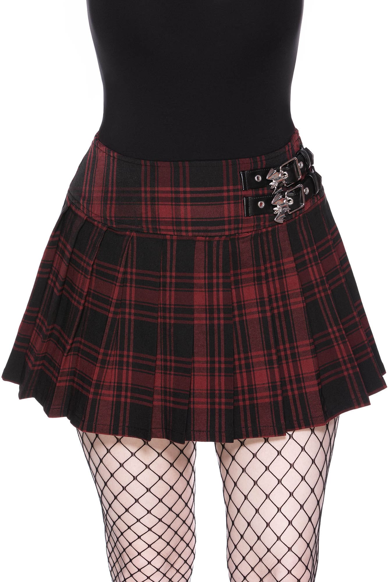 Killstar Bat Girl Skirt Red Tartan