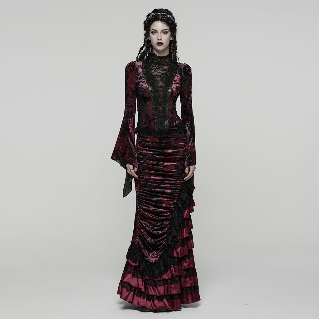 Broken Promise Maxi Rok Rood - Zwart
