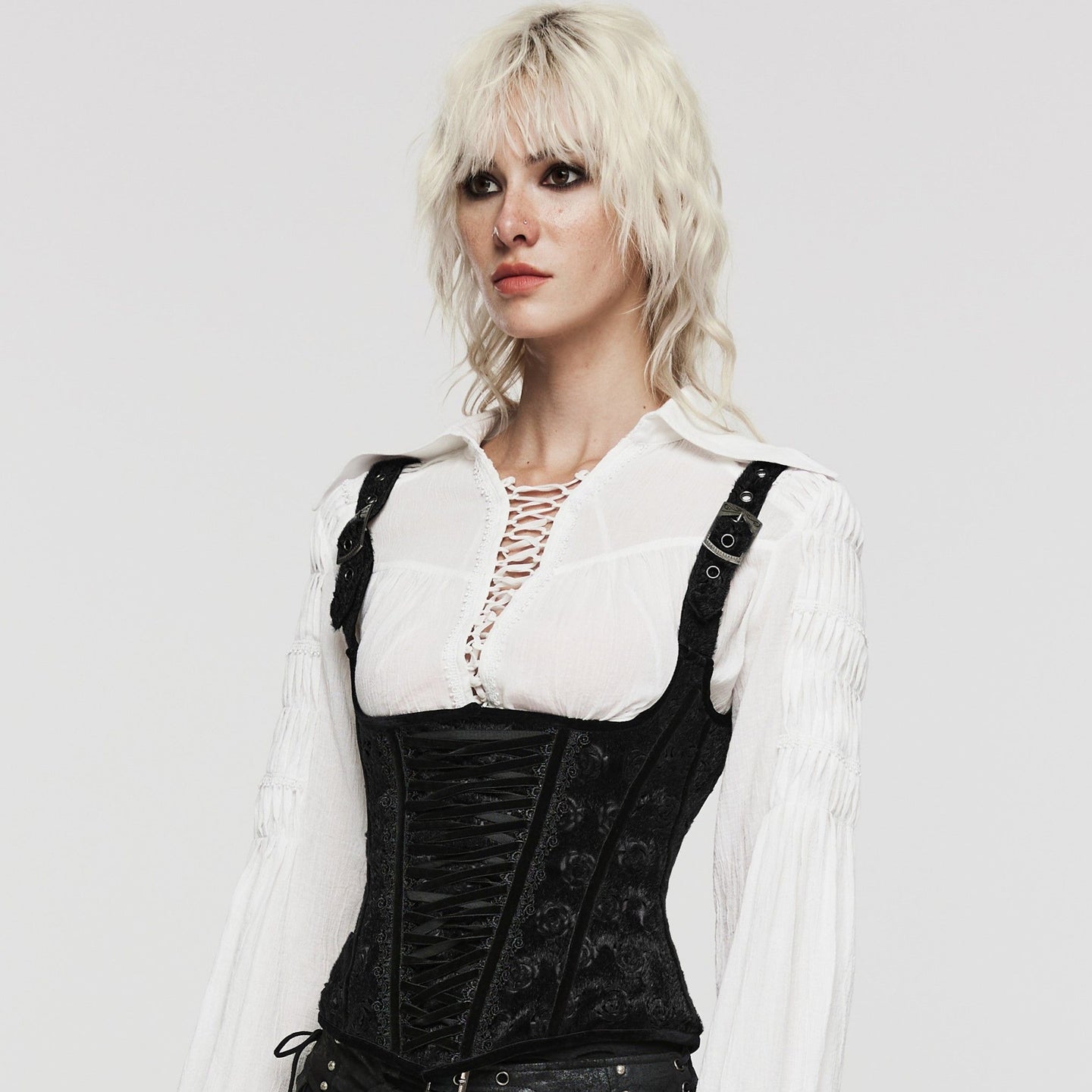 Roses Corset Vest Black