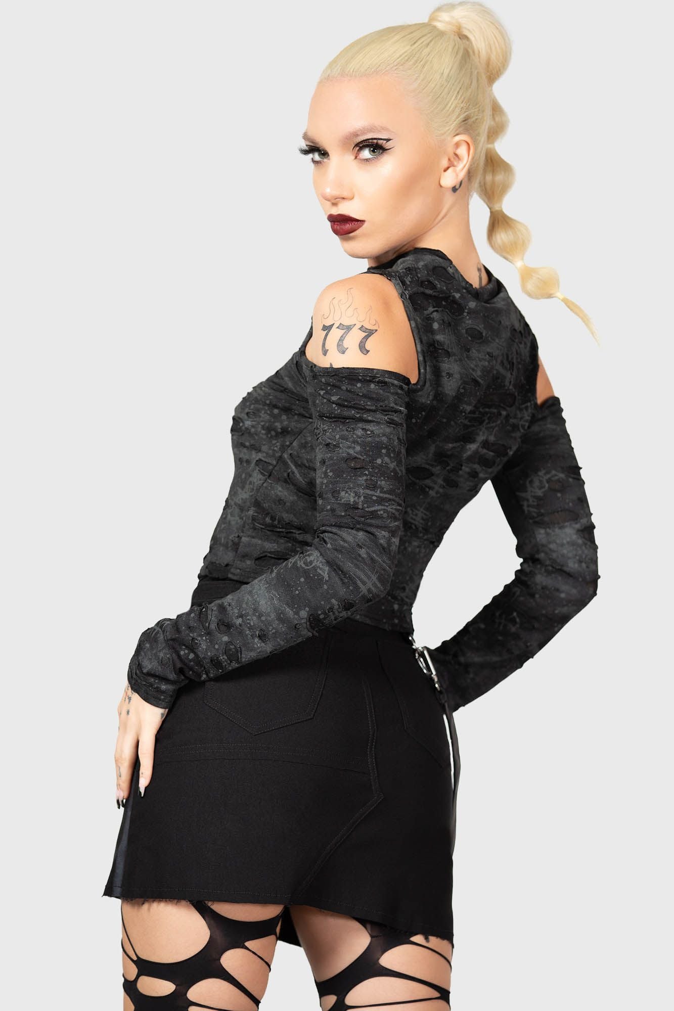 Killstar Punkster Cold Shoulder Top