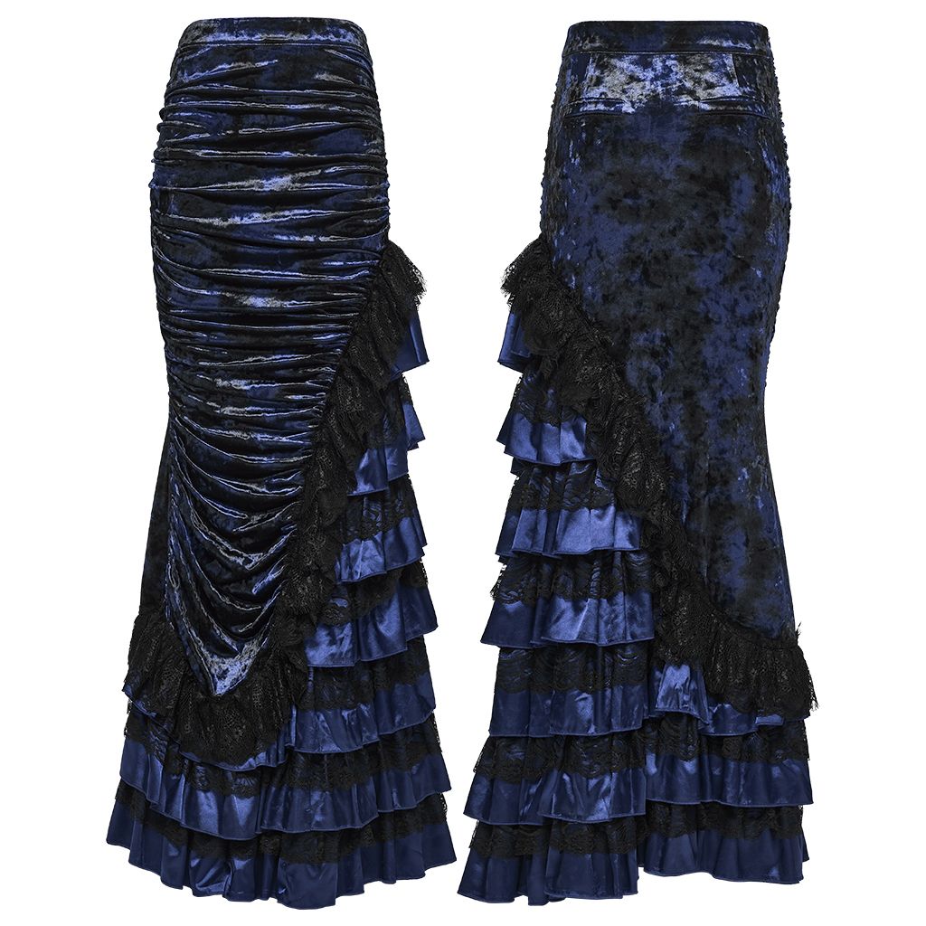 Broken Promise Maxi Rok Blauw - Zwart