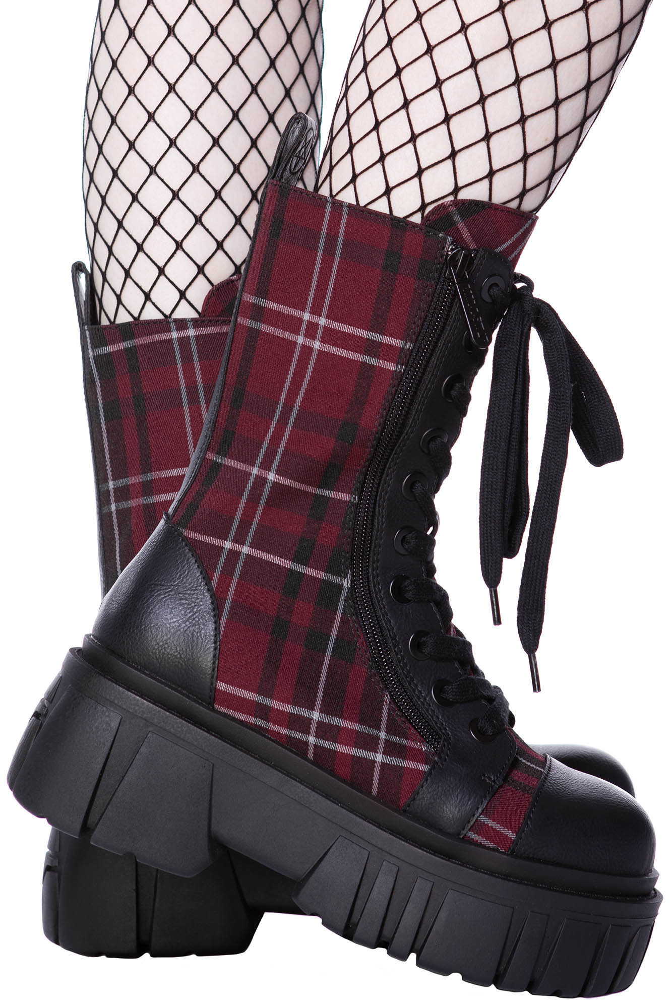 Killstar Kick the Bucket Laarzen Blood Tartan