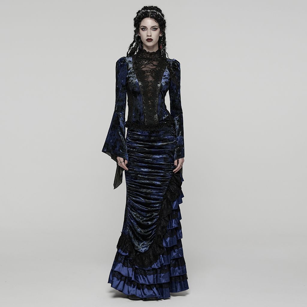 Broken Promise Maxi Rok Blauw - Zwart