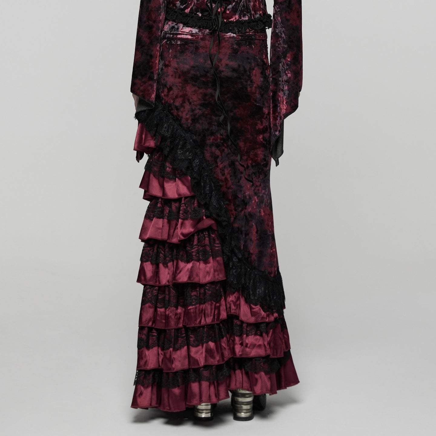 Broken Promise Maxi Rok Rood - Zwart
