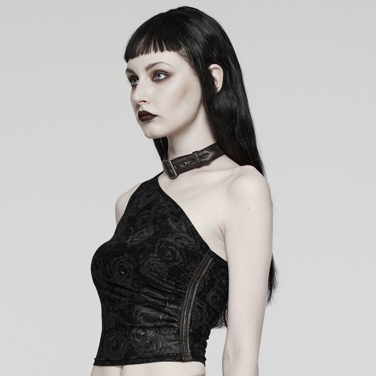 Punk Rave Action Top Black Roses