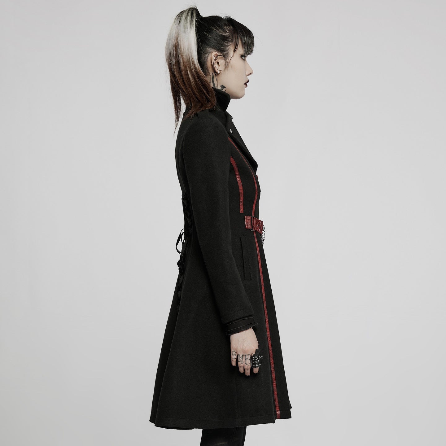My Time Coat Black - Red