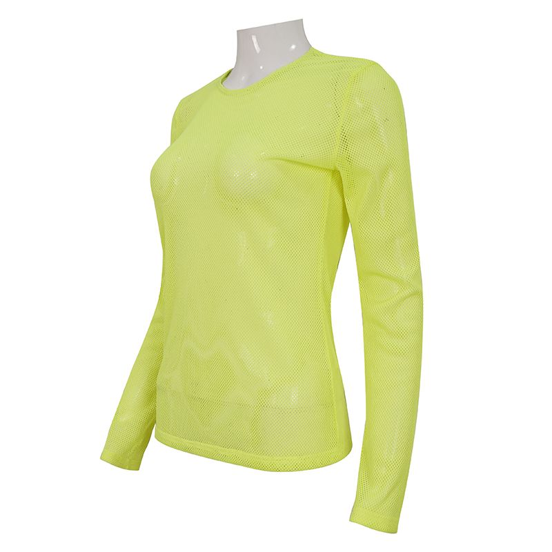 Devil Fashion Climax Long Sleeve Fishnet Top Neon Yellow