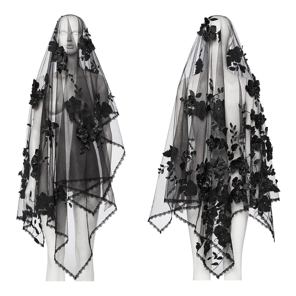Black Flowers Mourning Veil