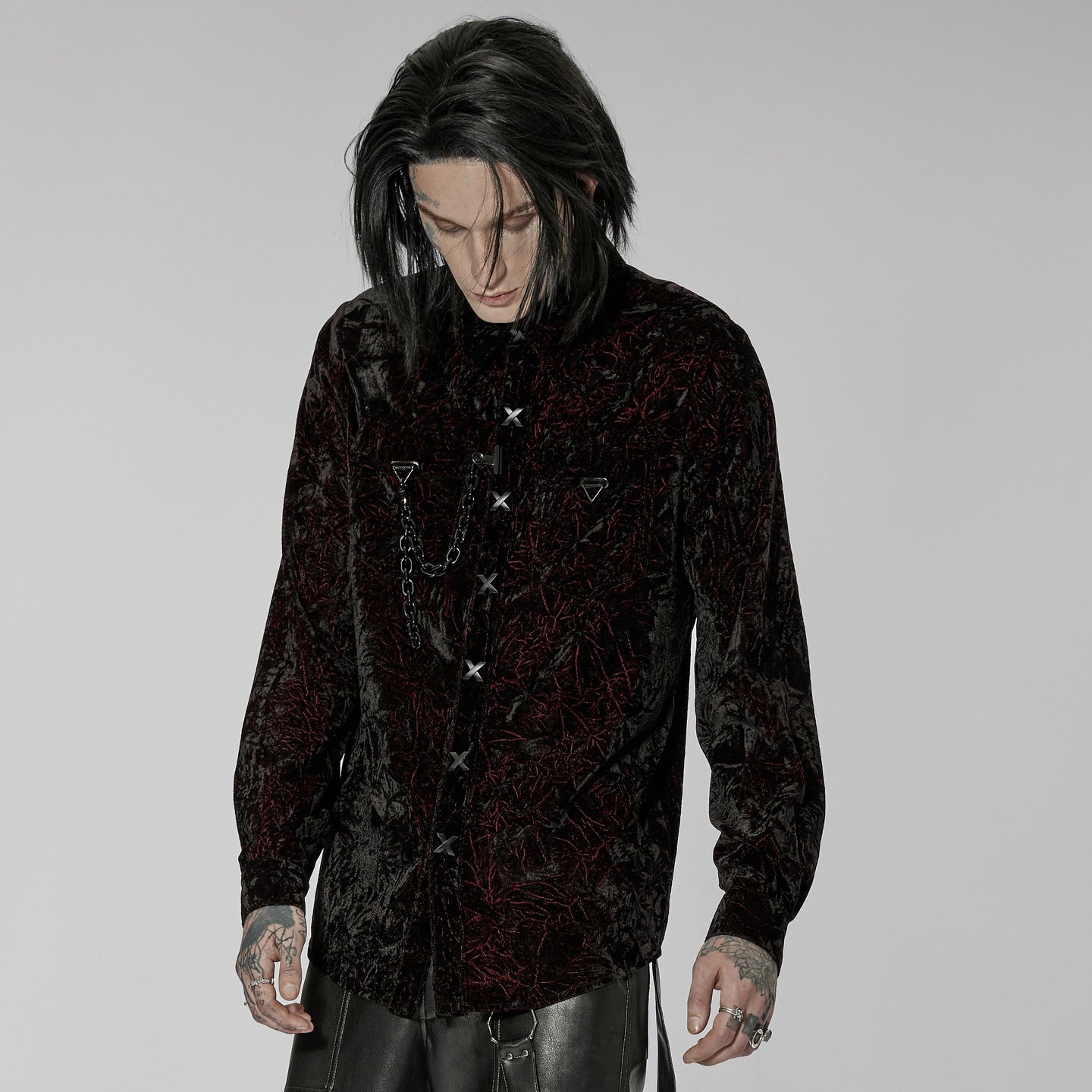 Crushed Shirt Black - Red