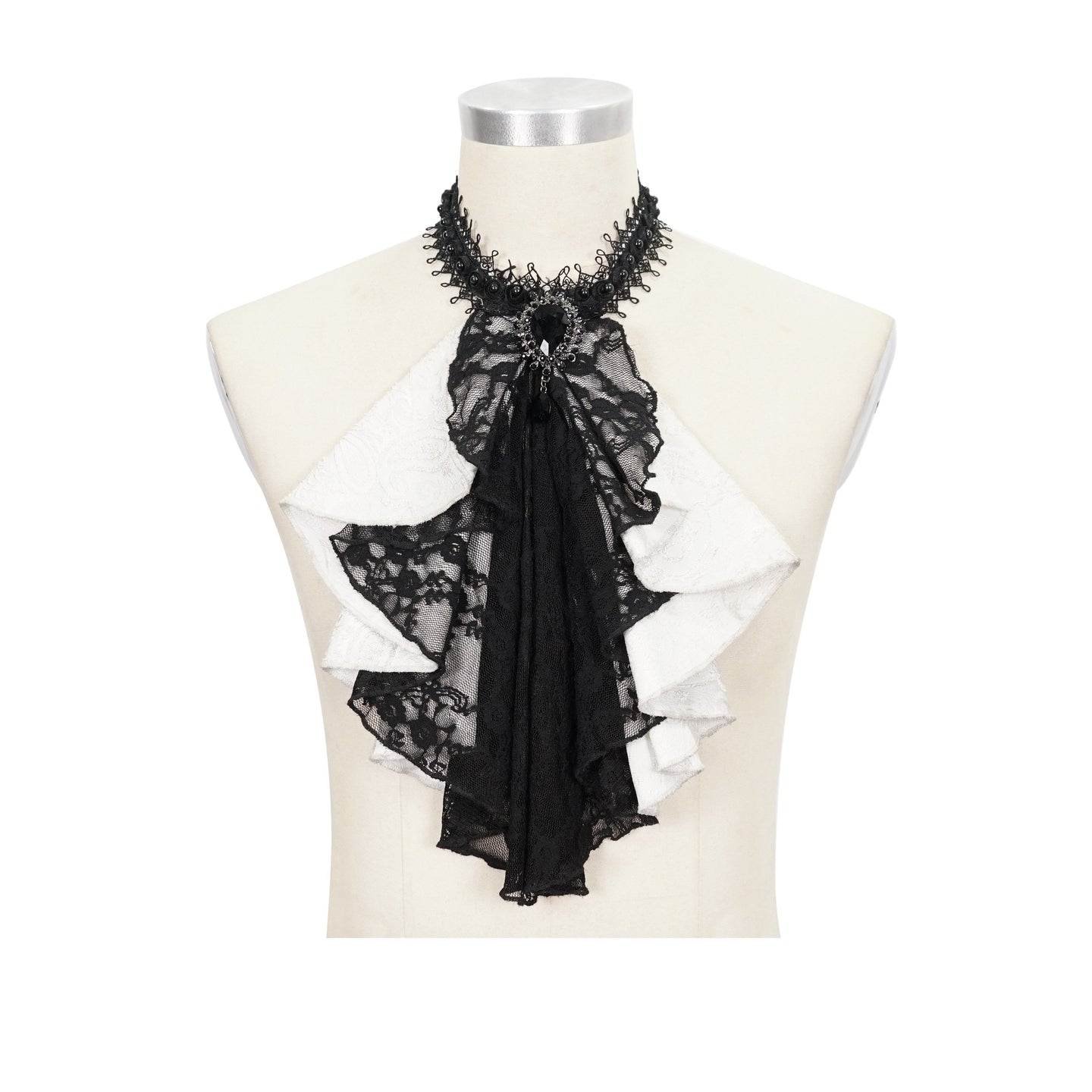 Devil Fashion Devoted Jabot Wit - Zwart