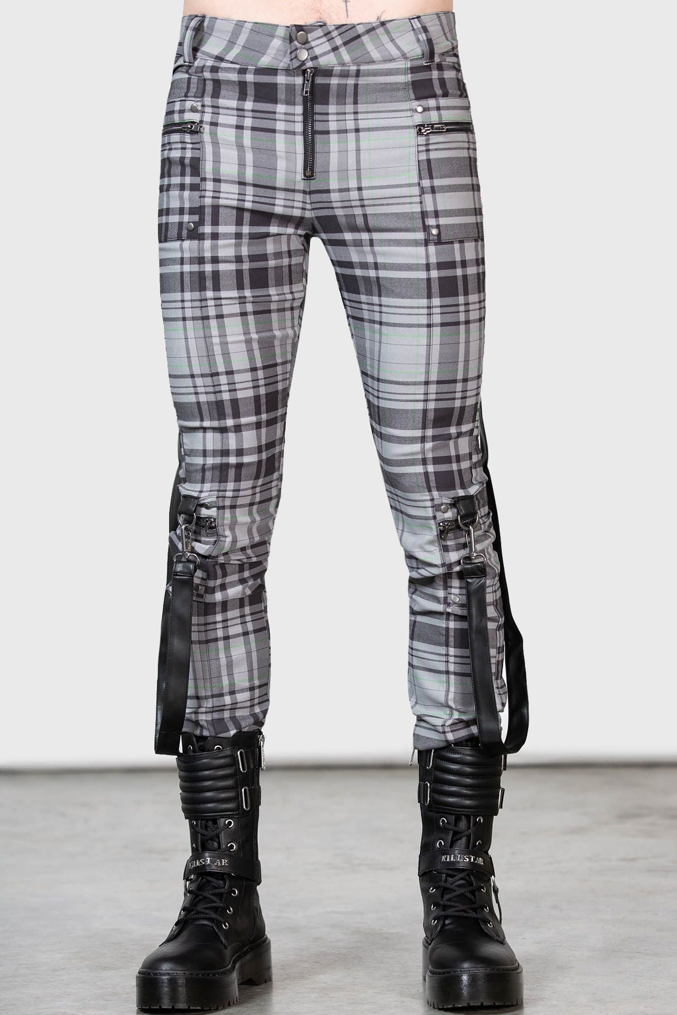 Office Riot Strappy Trousers Tartan