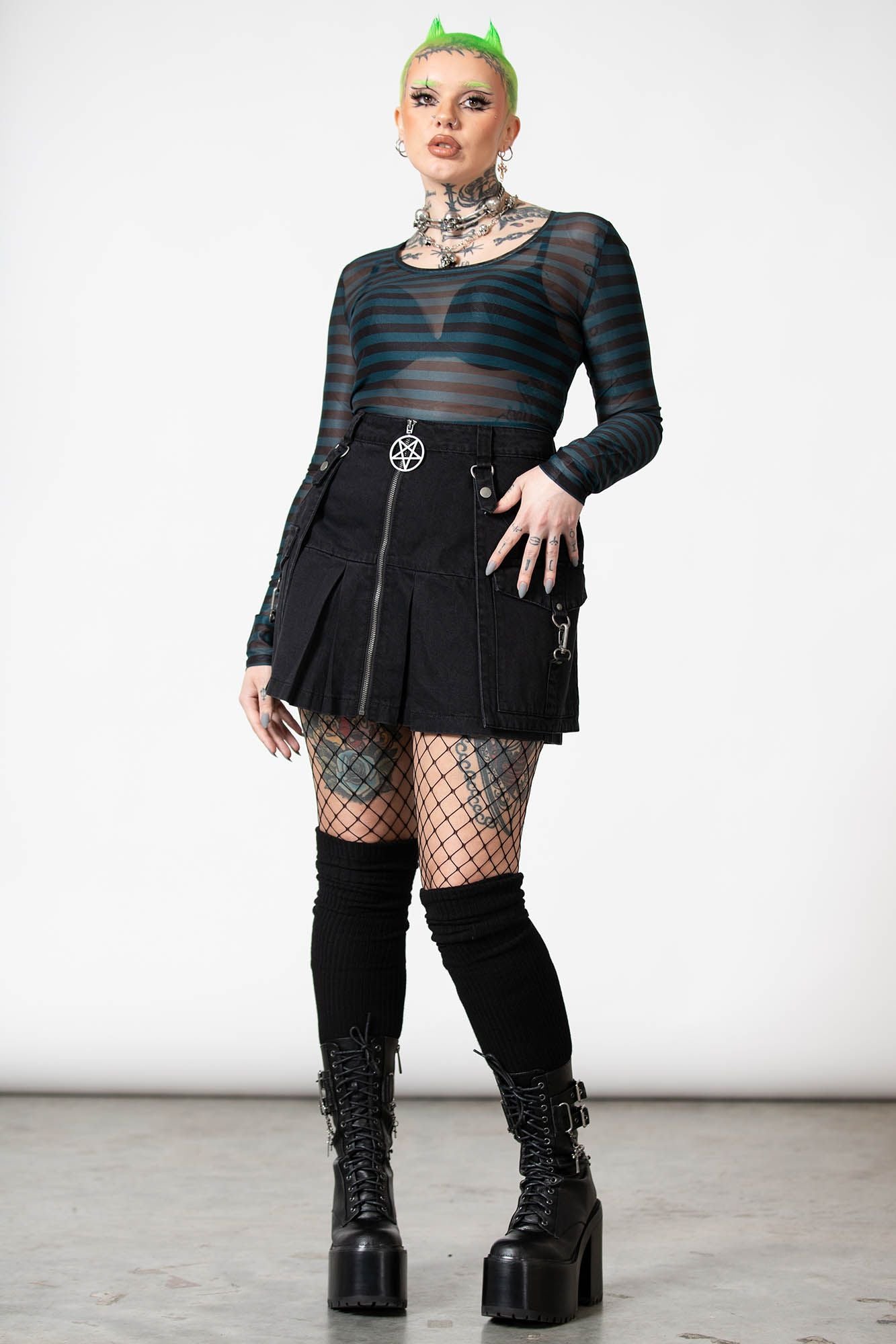 Killstar Astraios Mesh Top Green - Black