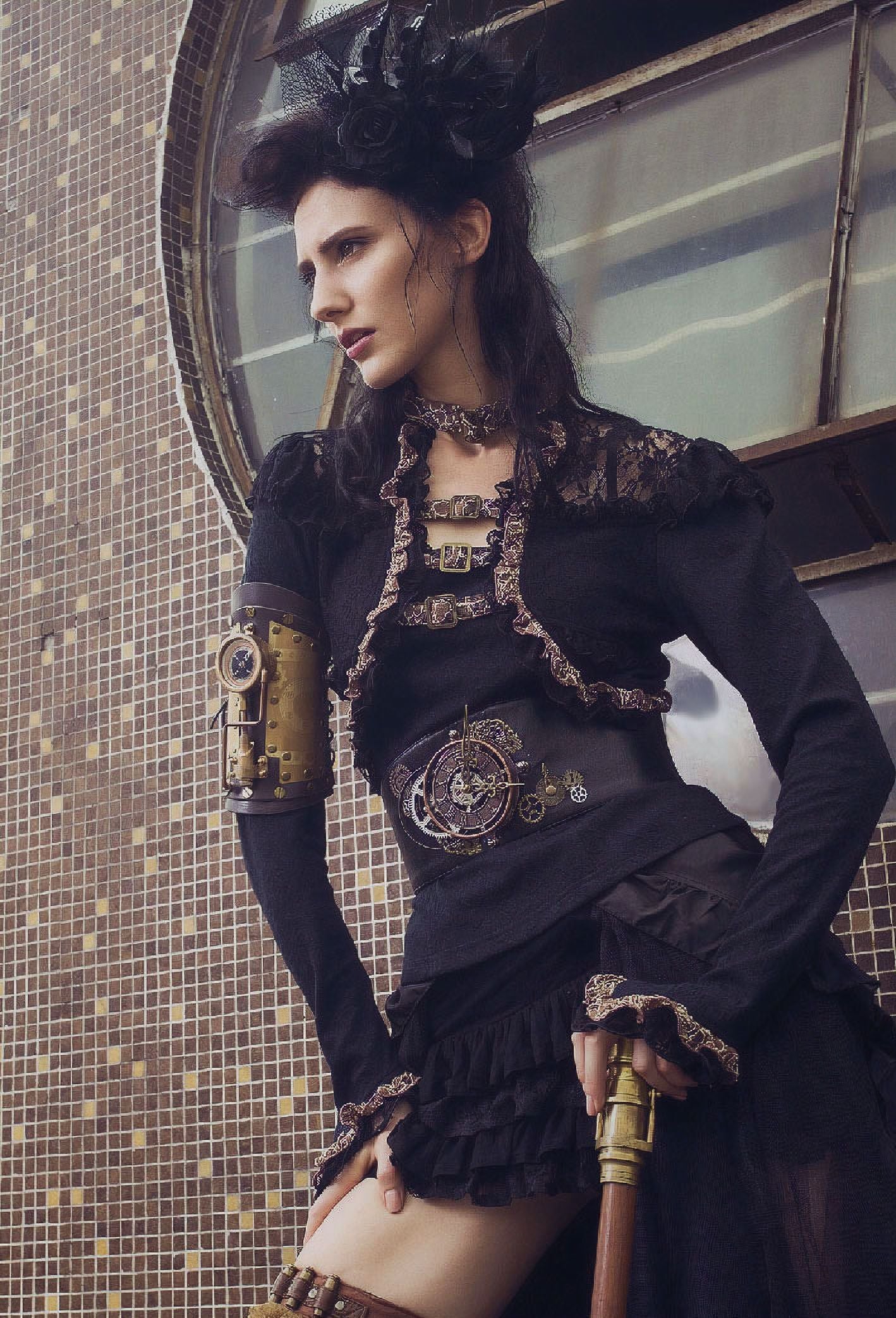 Steampunk Arm Guard Donkerbruin