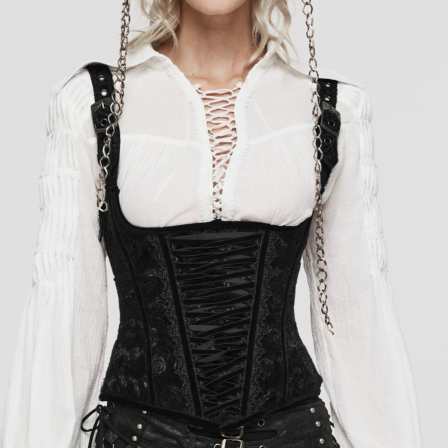 Roses Corset Vest Black