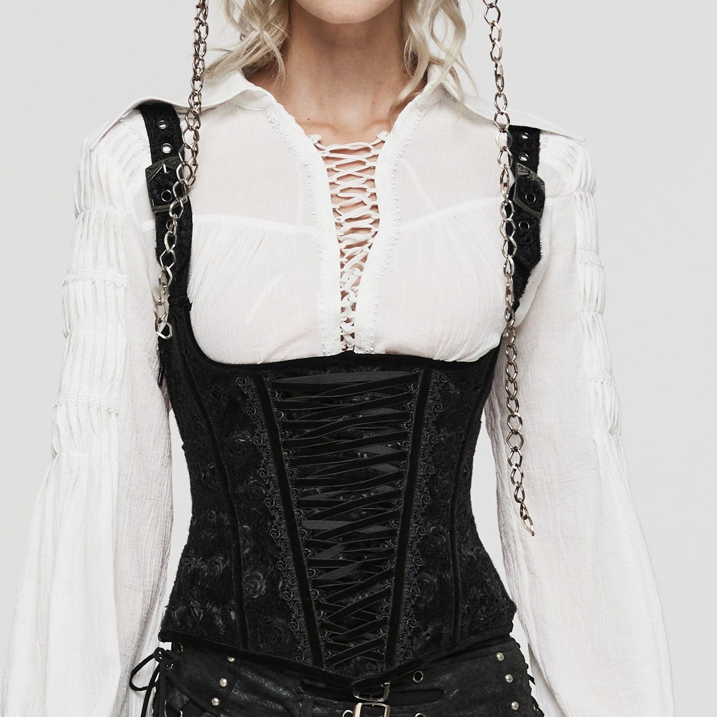 Roses Corset Vest Black