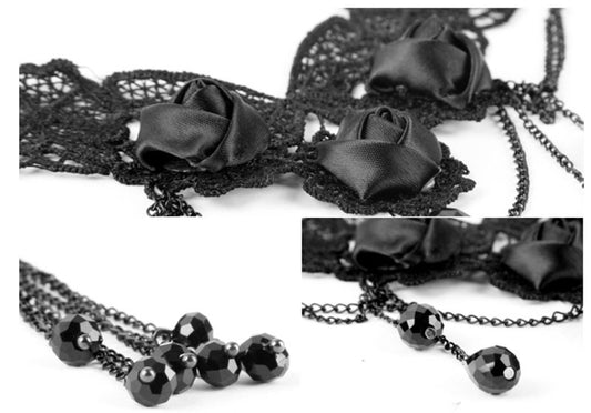 Punk Rave Black Roses Collier