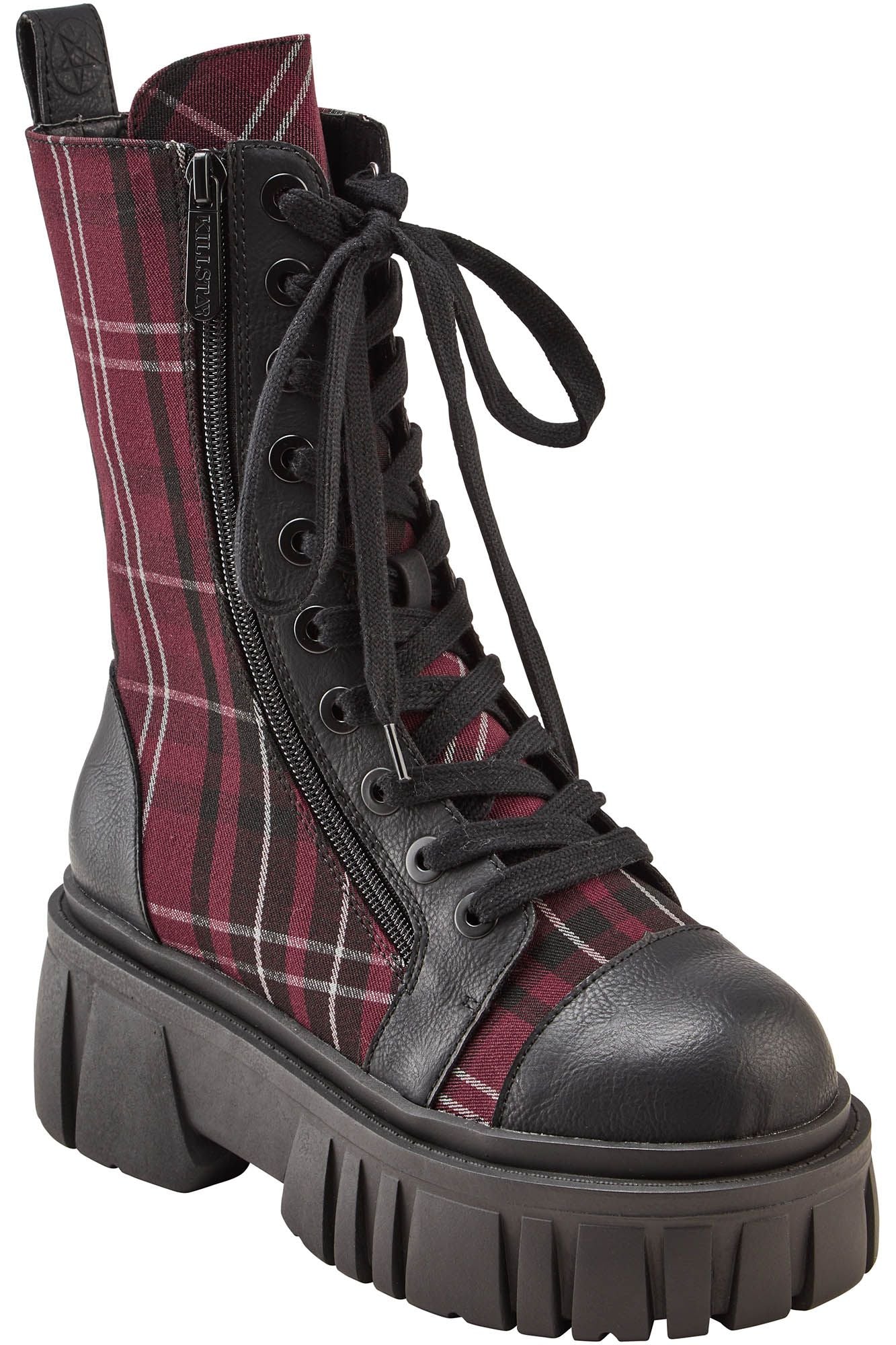 Killstar Kick the Bucket Laarzen Blood Tartan