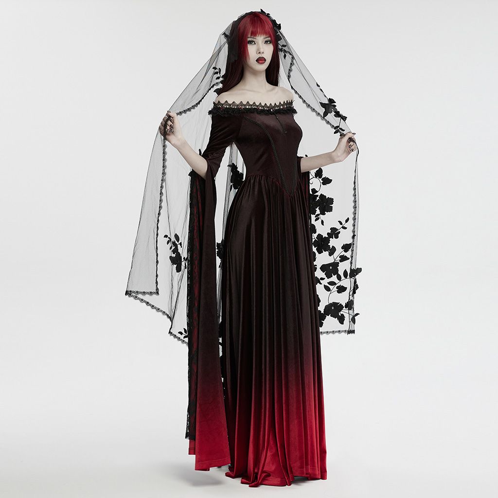 Black Flowers Mourning Veil