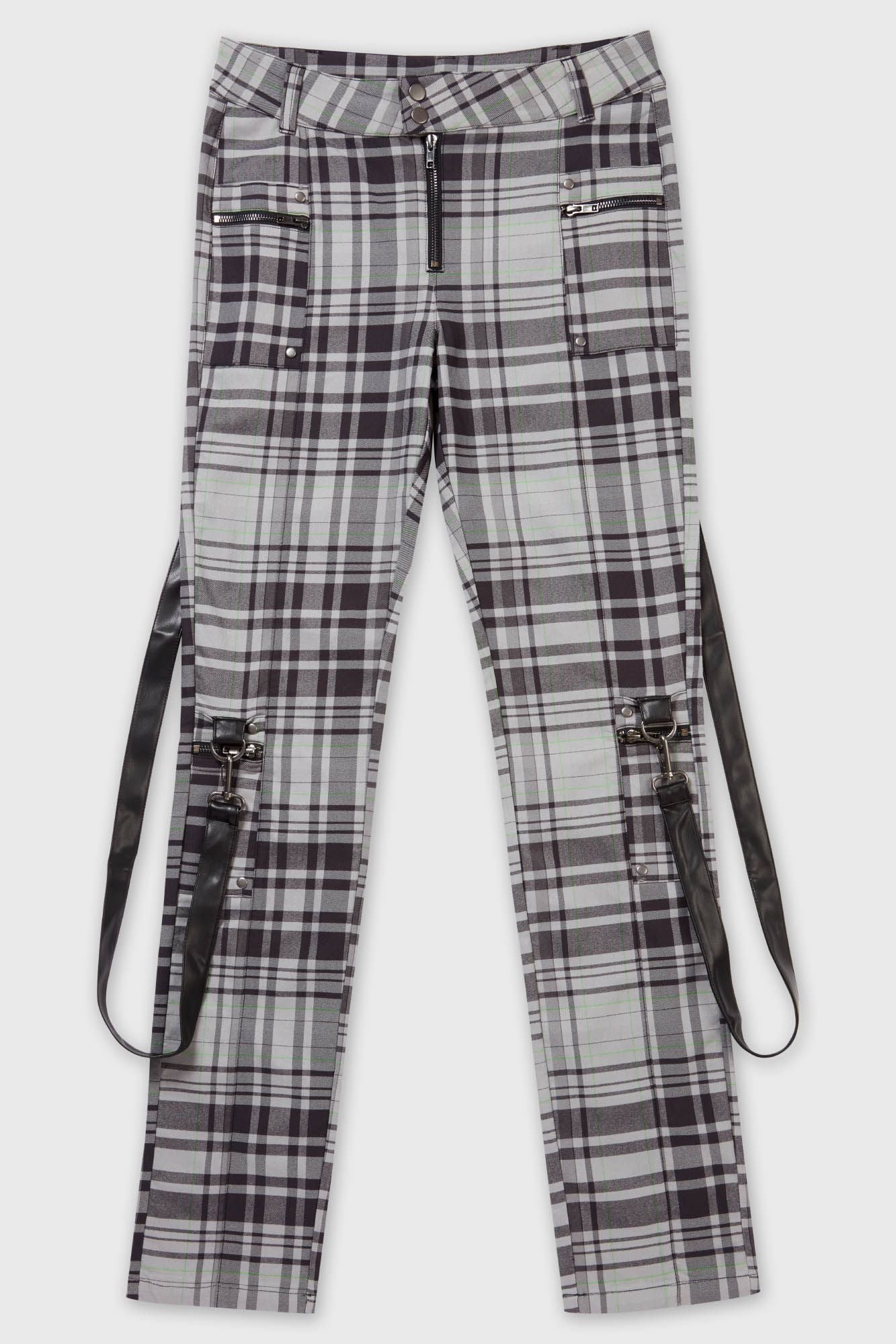 Office Riot Strappy Trousers Tartan
