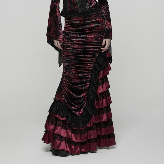 Broken Promise Maxi Rok Rood - Zwart