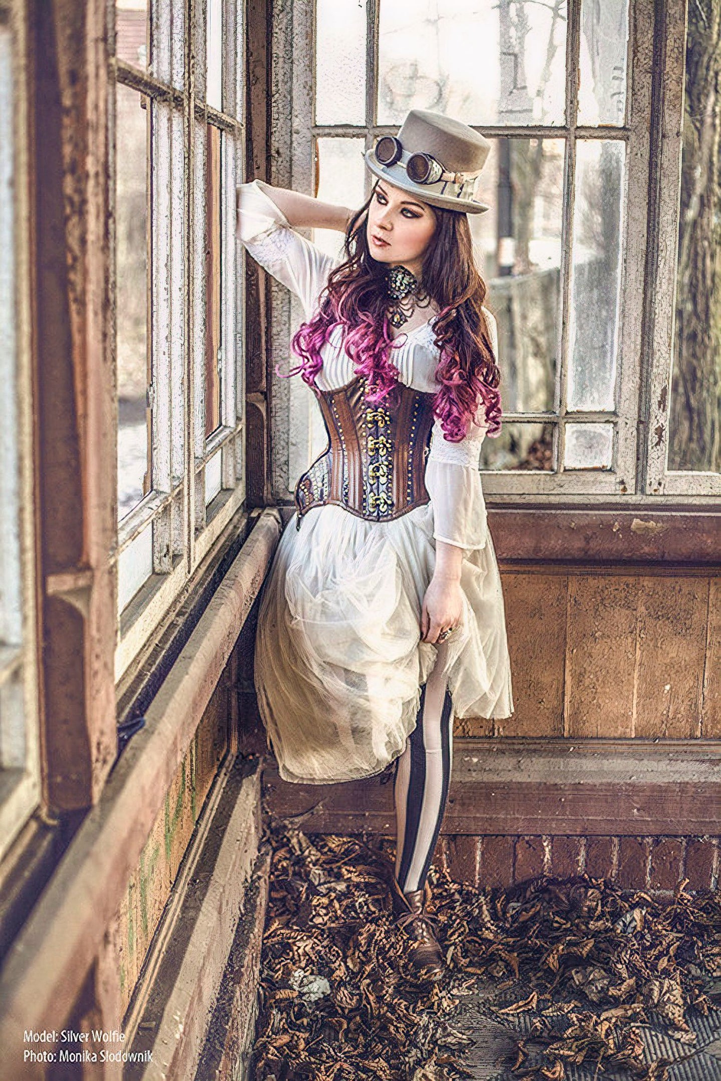 WH7 Steampunk Gears Underbust Korset